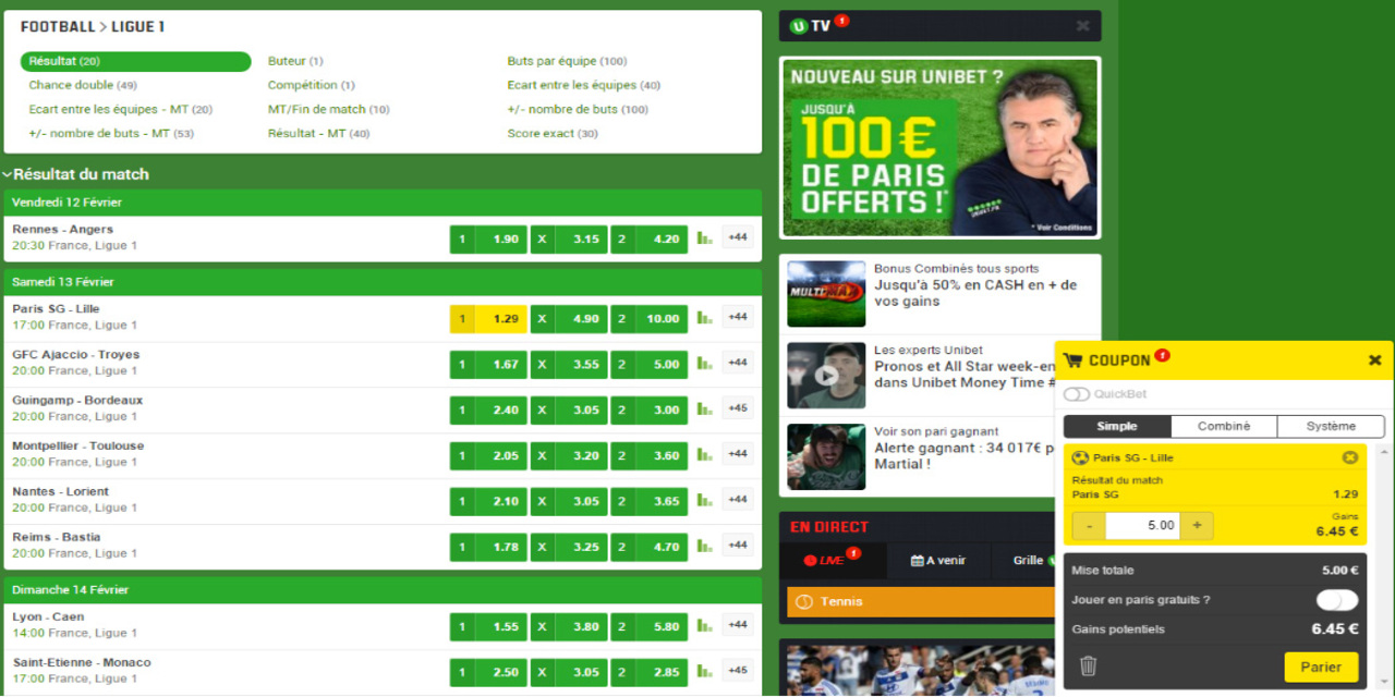 Comment faire un pari combiné sur Unibet?